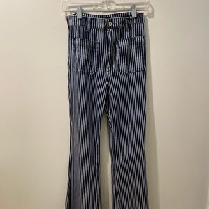 Stripped bell-bottom jeans